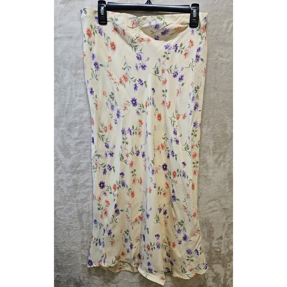 Billabong Summer Side Kismet Floral Midi Skirt L Yellow Boho Viscose - Picture 2 of 9
